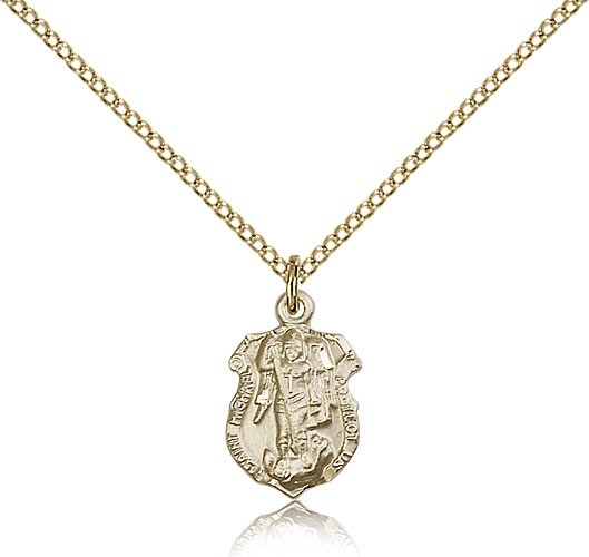 Petite St. Michael The Archangel Shield Pendant - 14KT Gold Filled