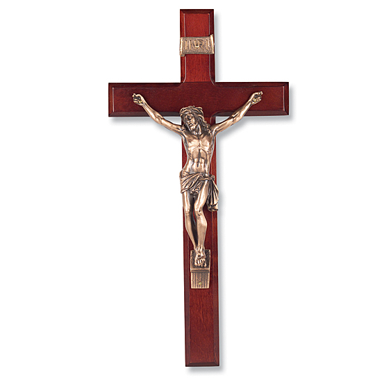 Dark Cherry Wall Crucifix - 13 inch - Cherry Wood