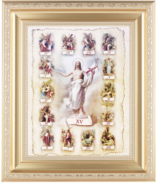 Stations of the Cross Illustrated 8x10 Framed Print Under Glass - #138 Frame