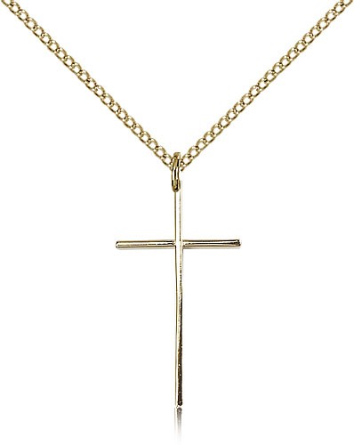 Women's Slender Cross Medal - 14KT Gold Filled