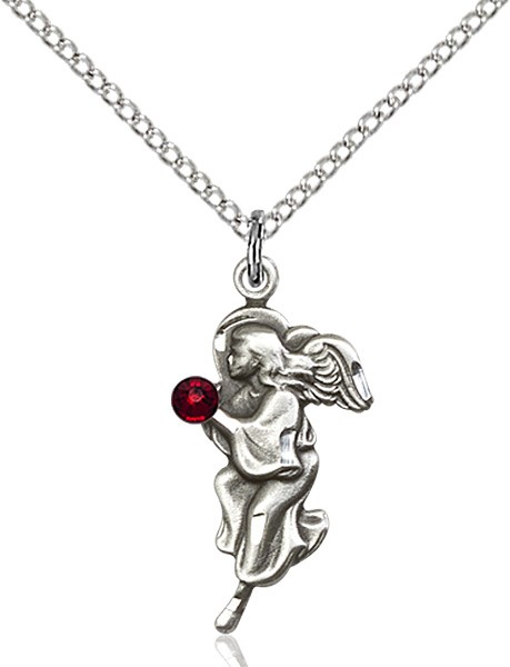Angel Pendant with Birthstone Options - Garnet