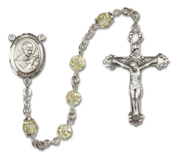 St. Robert Bellarmine Sterling Silver Heirloom Rosary Fancy Crucifix - Zircon