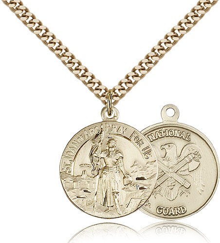 National Guard St. Christopher Medal - Nickel Size - 14KT Gold Filled