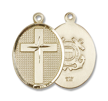 Cross Coast Guard Pendant - 14K Solid Gold