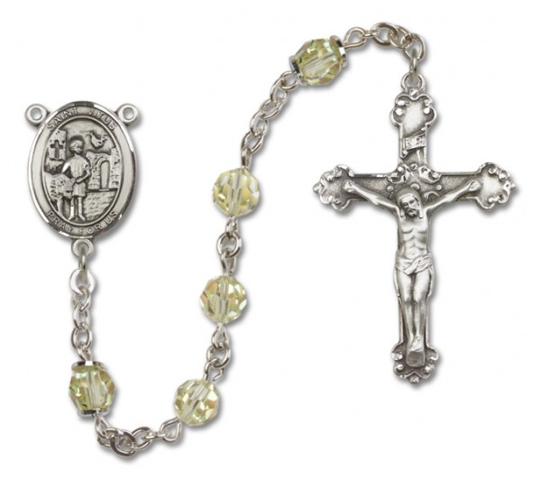 St. Vitus Sterling Silver Heirloom Rosary Fancy Crucifix - Zircon