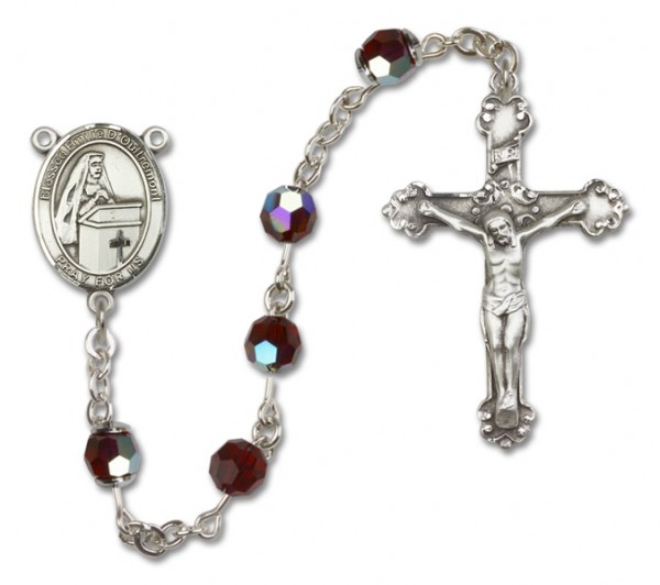 Emilee Doultremont Sterling Silver Heirloom Rosary Fancy Crucifix - Garnet