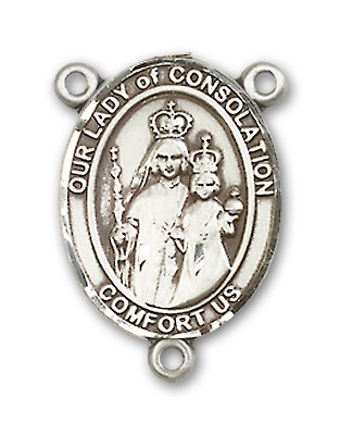 Our Lady of Consolation Rosary Centerpiece Sterling Silver or Pewter - Sterling Silver