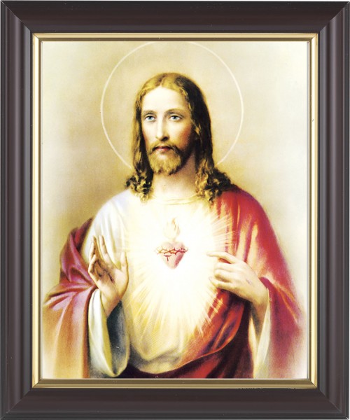 Sacred Heart of Jesus 8x10 Framed Print Under Glass - #133 Frame