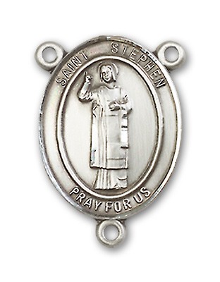 St. Stephen the Martyr Rosary Centerpiece Sterling Silver or Pewter - Sterling Silver