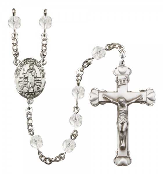 Women's St. Bernadine of Sienna Birthstone Rosary - Crystal