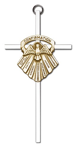Gifts of Confirmation Wall Cross 6&quot; - Two-Tone Silver