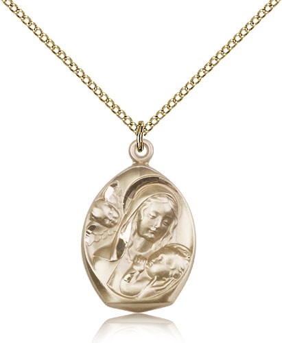 Madonna and Child Medal - 14KT Gold Filled