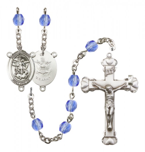 Women's St. Michael Army Birthstone Rosary - Sapphire