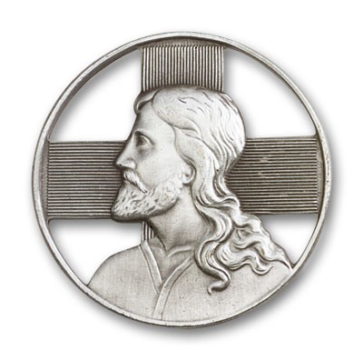Christ Visor Clip - Antique Silver