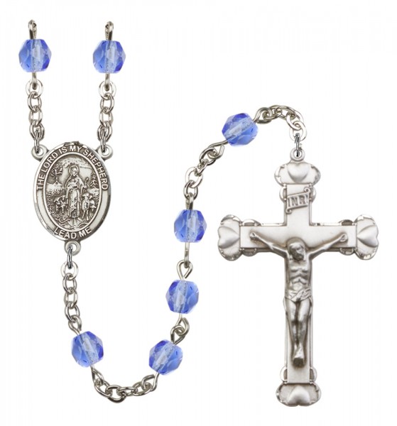 Women's Lord Is My Shepherd Birthstone Rosary - Sapphire