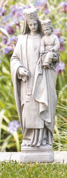 Our Lady of Mount Carmel Statue 18.5 Inches - Old Stone Finish