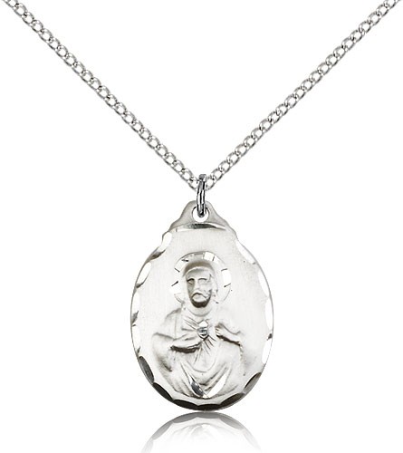 Women's Teardrop Shape Scapular Pendant - Sterling Silver