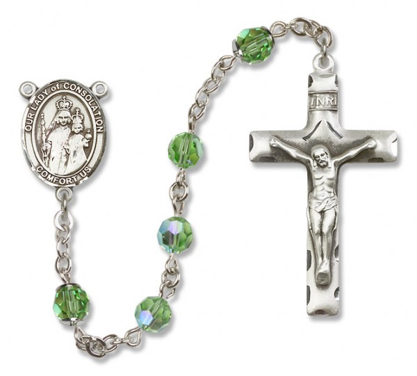 Our Lady of Consolation Rosary Our Lady of Mercy Sterling Silver Heirloom Rosary Squared Crucifix - Peridot