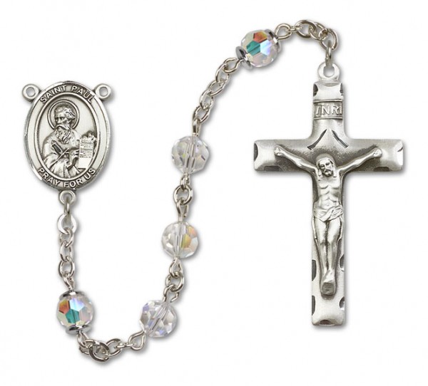 St. Paul the Apostle Sterling Silver Heirloom Rosary Squared Crucifix - Crystal