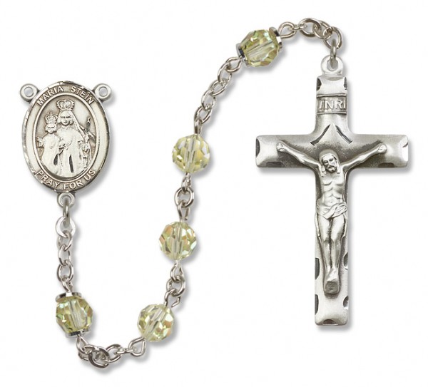 Maria Stein Sterling Silver Heirloom Rosary Squared Crucifix - Zircon