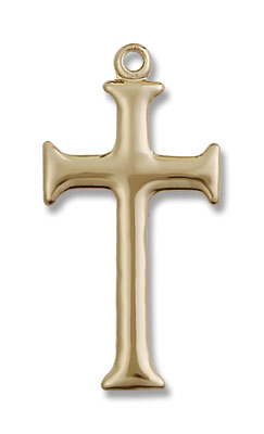 Women's Shiny Sleek Cross Pendant - 14K Solid Gold