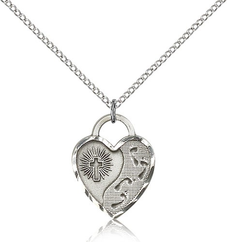 Footprints Heart Pendant - Sterling Silver