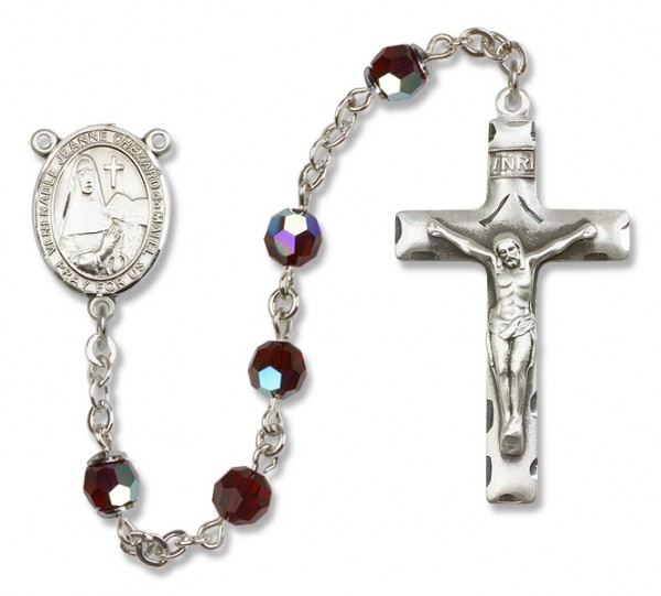 Jeanne Chezard de Matel Sterling Silver Heirloom Rosary Squared Crucifix - Garnet
