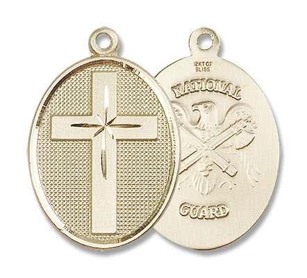 Cross National Guard Pendant - 14K Solid Gold