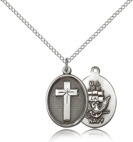 Cross Navy Pendant - Sterling Silver
