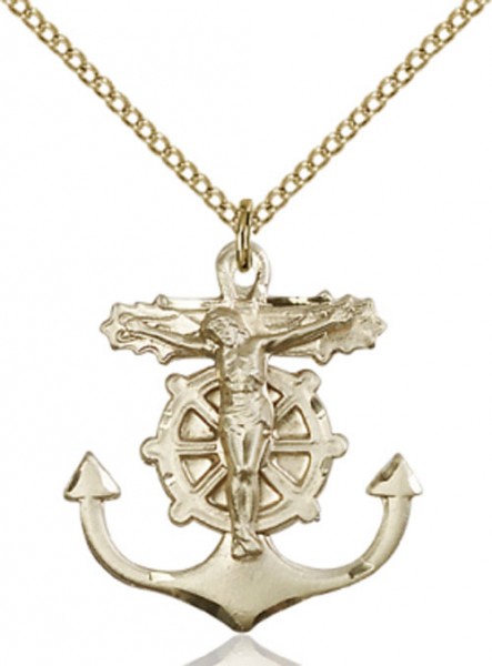 Anchor Crucifix Medal - 14KT Gold Filled