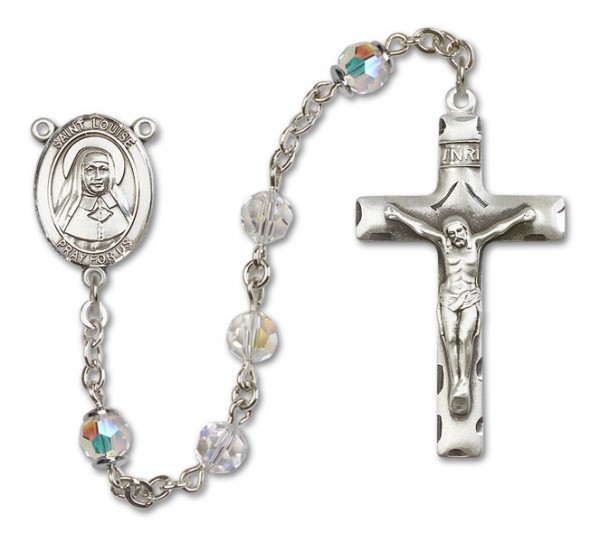 St. Louise de Marillac Sterling Silver Heirloom Rosary Squared Crucifix - Crystal
