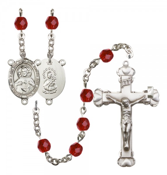 Women's Scapular Birthstone Rosary - Ruby Red