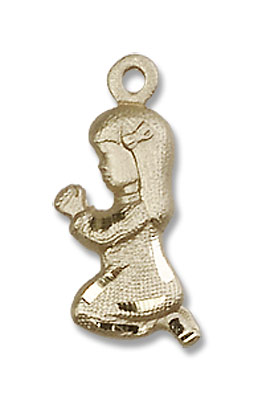 Praying Girl Pendant - 14K Solid Gold