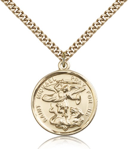 Double Sided St. Michael &amp; Guardian Angel Medal - 14KT Gold Filled