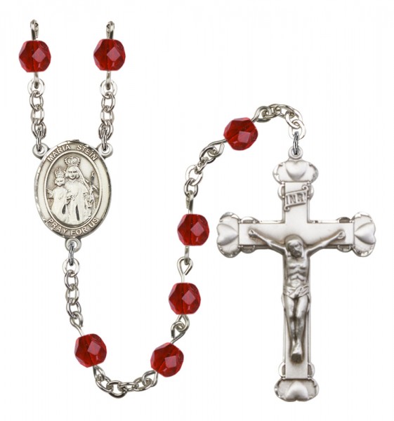 Women's Maria Stein Birthstone Rosary - Ruby Red