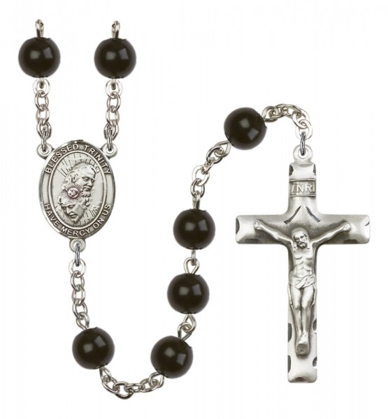 Men's Blessed Trinity Silver Plated Rosary - Black