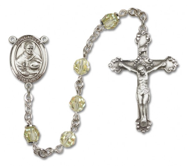 St. Albert the Great Sterling Silver Heirloom Rosary Fancy Crucifix - Zircon