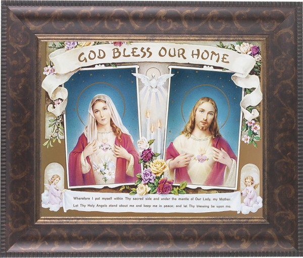 God Bless Our Home Sacred Hearts 8x10 Framed Print Under Glass - #124 Frame