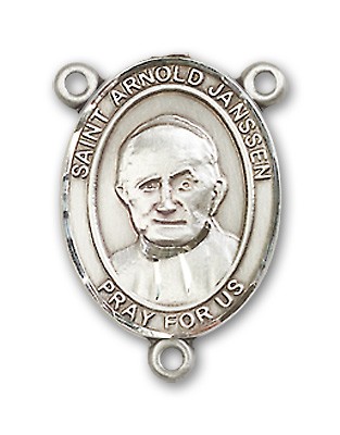 St. Arnold Janssen Rosary Centerpiece Sterling Silver or Pewter - Sterling Silver
