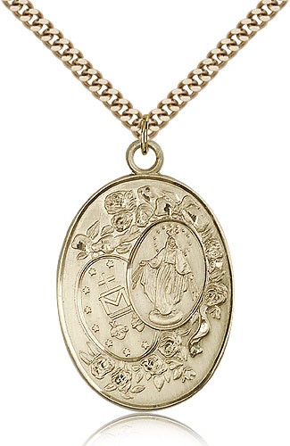 Large Miraculous Medal Necklace - 14KT Gold Filled