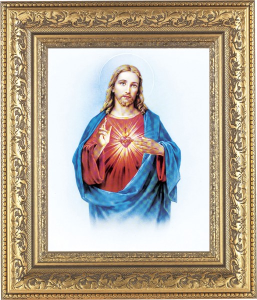 Sacred Heart of Jesus 8x10 Framed Print Under Glass - #115 Frame