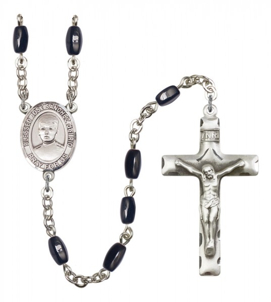 Men's Blessed Jose Canchez del Rio Silver Plated Rosary - Black | Silver