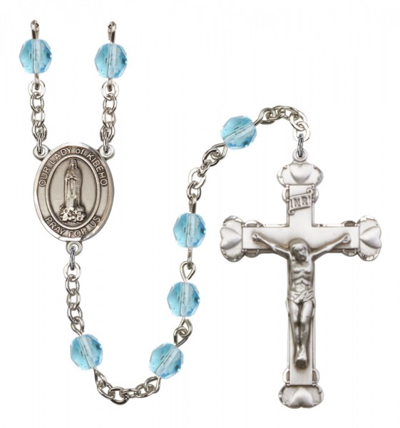 Women's Our Lady of Kibeho Birthstone Rosary - Aqua
