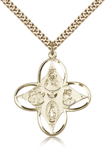 Open Cut Four-Way Medal - 14KT Gold Filled