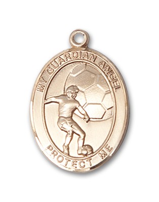 Guardian Angel Soccer Patron Saint Medal - 14K Solid Gold