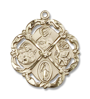 5-Way Medal Diamond Shaped - 14K Solid Gold