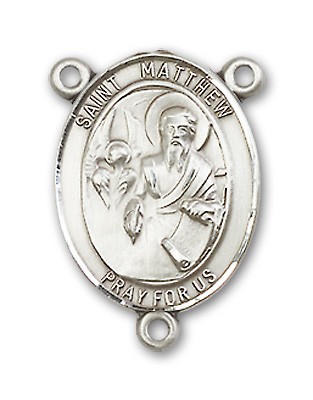 St. Matthew the Apostle Rosary Centerpiece Sterling Silver or Pewter - Sterling Silver