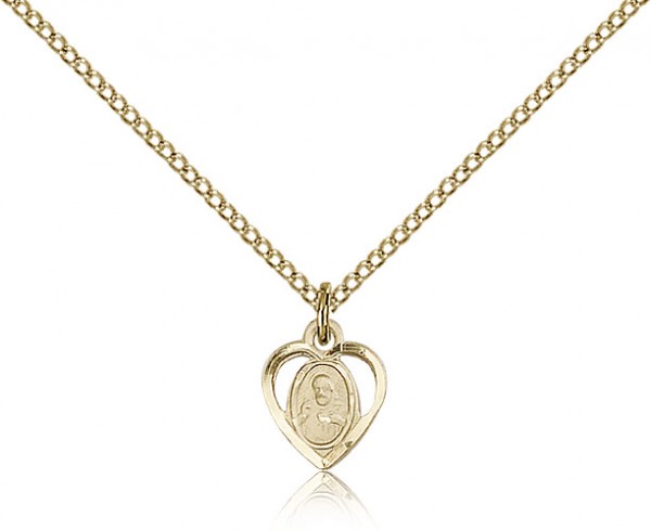 Petite Open-Cut Heart Shaped Scapular Medal - 14KT Gold Filled