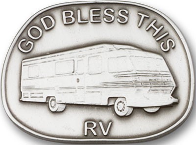 God Bless This RV Visor Clip - Antique Silver