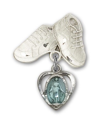 Baby Badge with Miraculous Charm and Baby Boots Pin - Silver | Blue